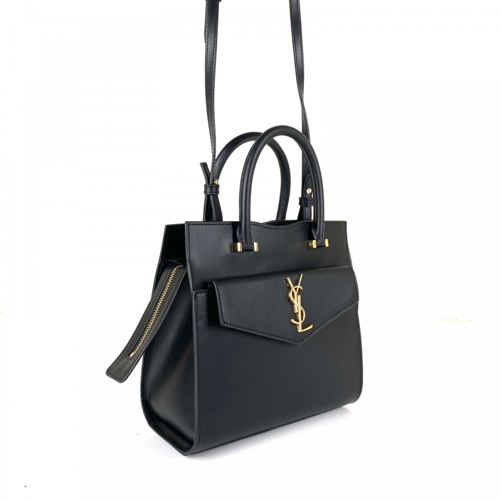 Saint Laurent Uptown Small Shiny Smooth Leather Tote Bag